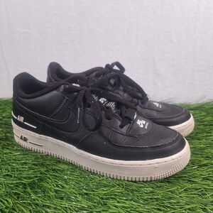 Nike Air Force 1 Low Black White Double Branded Trainers Size 7Y CJ4092-001